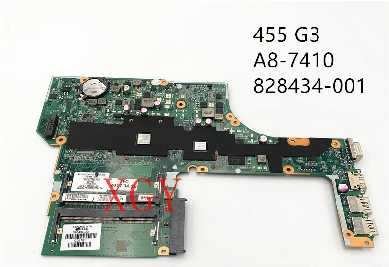 for HP ProBook 455 G3 NoteBook Laptop Motherboard 828434-601 828434-001 DAX73AMB6E1 A8-7410 CPU 2GB Free shipping