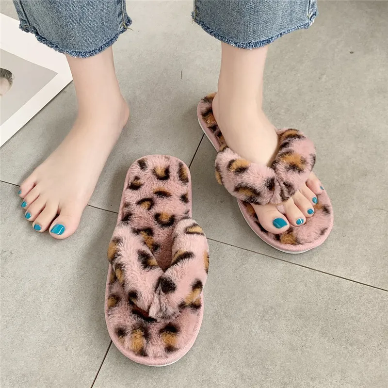 COOTELILI Woman Slippers Winter Shoes For Women Platform Home Slippers Faux Fur Warm Shoes Mid Heel Female Slides Plus Size 42