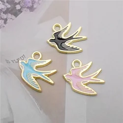 12PCS Enamel Small Swallow Charms Mixed Colors Alloy Bird Animal Necklace Pendant Bracelet DIY Earrings Jewelry Accessory