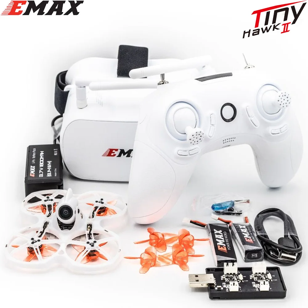 

EMAX Tinyhawk II 75mm 1-2S RC FPV Racing Drone RTF / BNF FrSky D8 Runcam Camera 25/100/200mw VTX Transporter 5.8G FPV Goggles