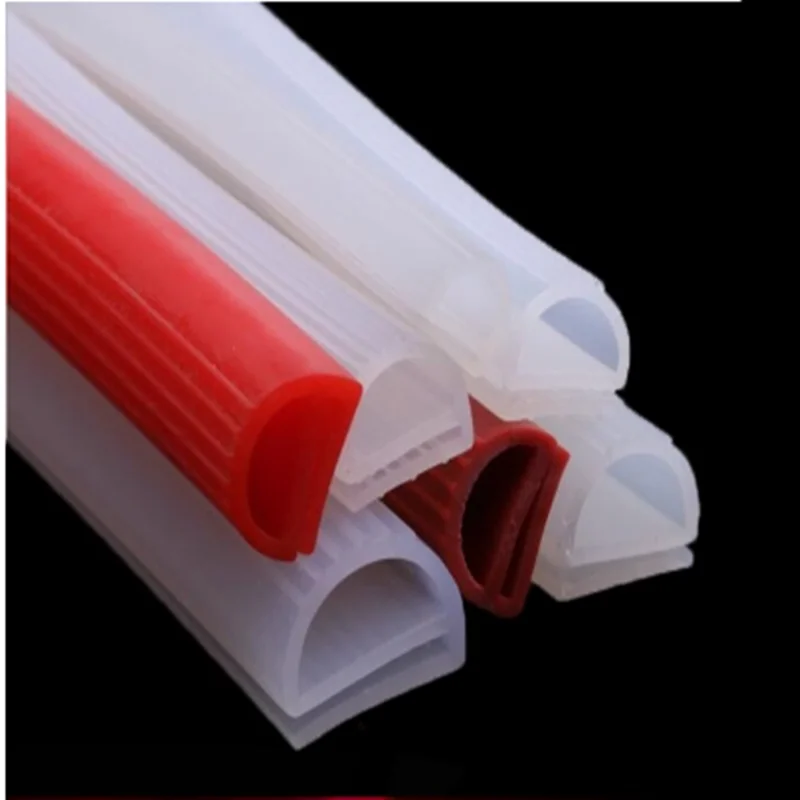 Silicone E Type Strip Red White E Shape Silicone Stirp Door Oven Freezer Door Oven Steaming Machine VMQ E Sealing Bar