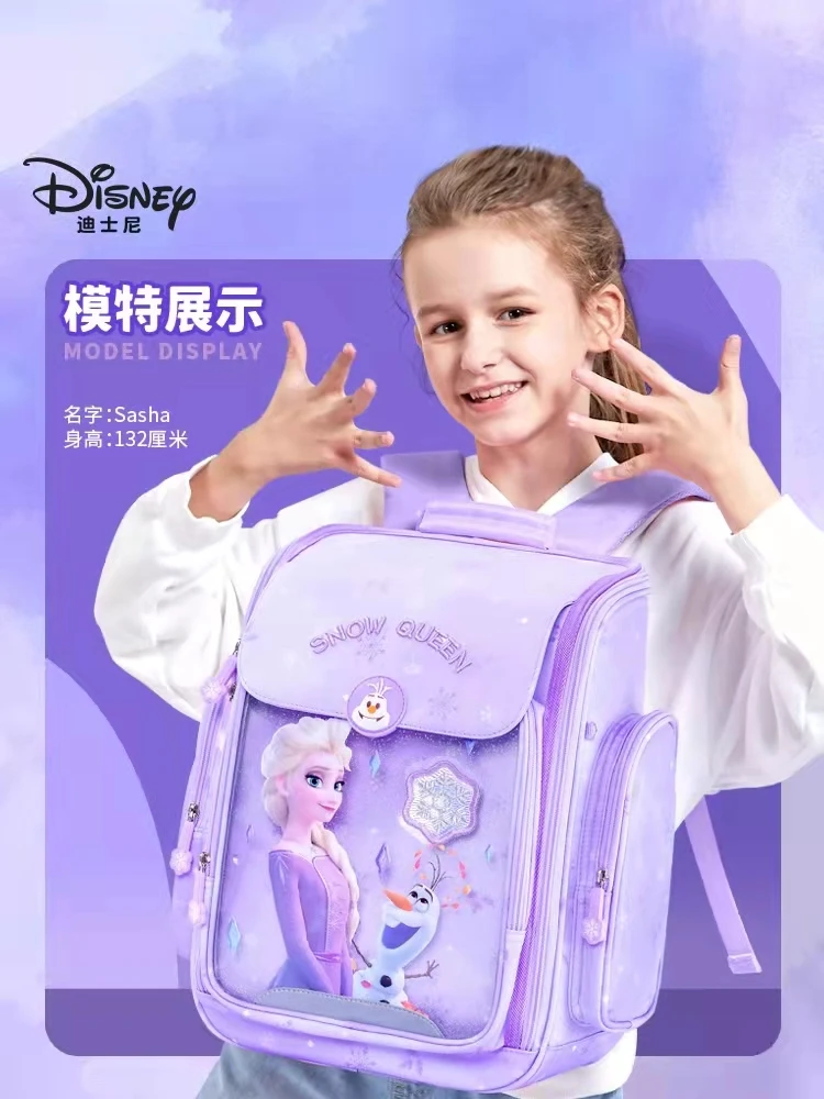 Disney Frozen mochilas escolares para meninas, mochila ortopédica de ombro, grande capacidade, Elsa Anna, estudante da primária, grau 1-5, 2022