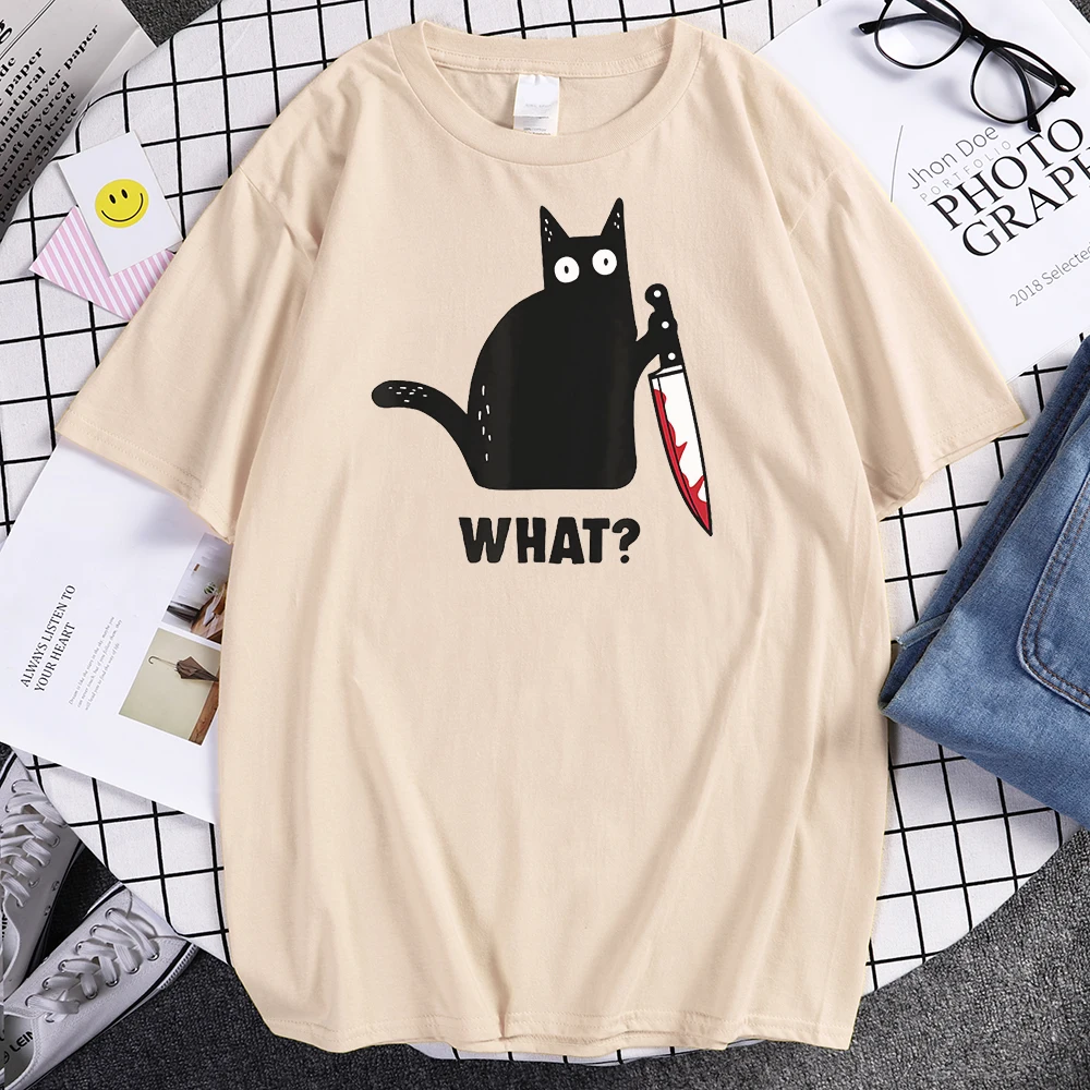 Balck Cats Cute Cat Funny Kawaii Cats What Short Sleeved Men Summer Street T-shirt Unisex Style Short Sleeves Fitness Streetwear