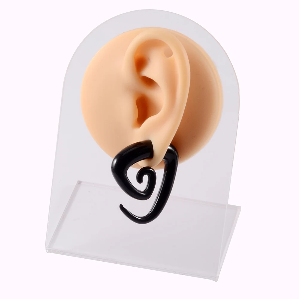 PARA Akrylowe czarne ucho Spiral Expander Zatyczki do uszu Trójkątna spirala Przekłuwanie uszu Nosze Biżuteria do ciała 1,6 mm-10 mm — zdjęcie 4