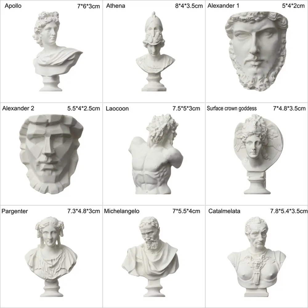 Mini Figurine Celebrities Home Decor Drawing Practice Plaster Statue Famous Sculpture Gypsum Bust Portraits Greek Mythology