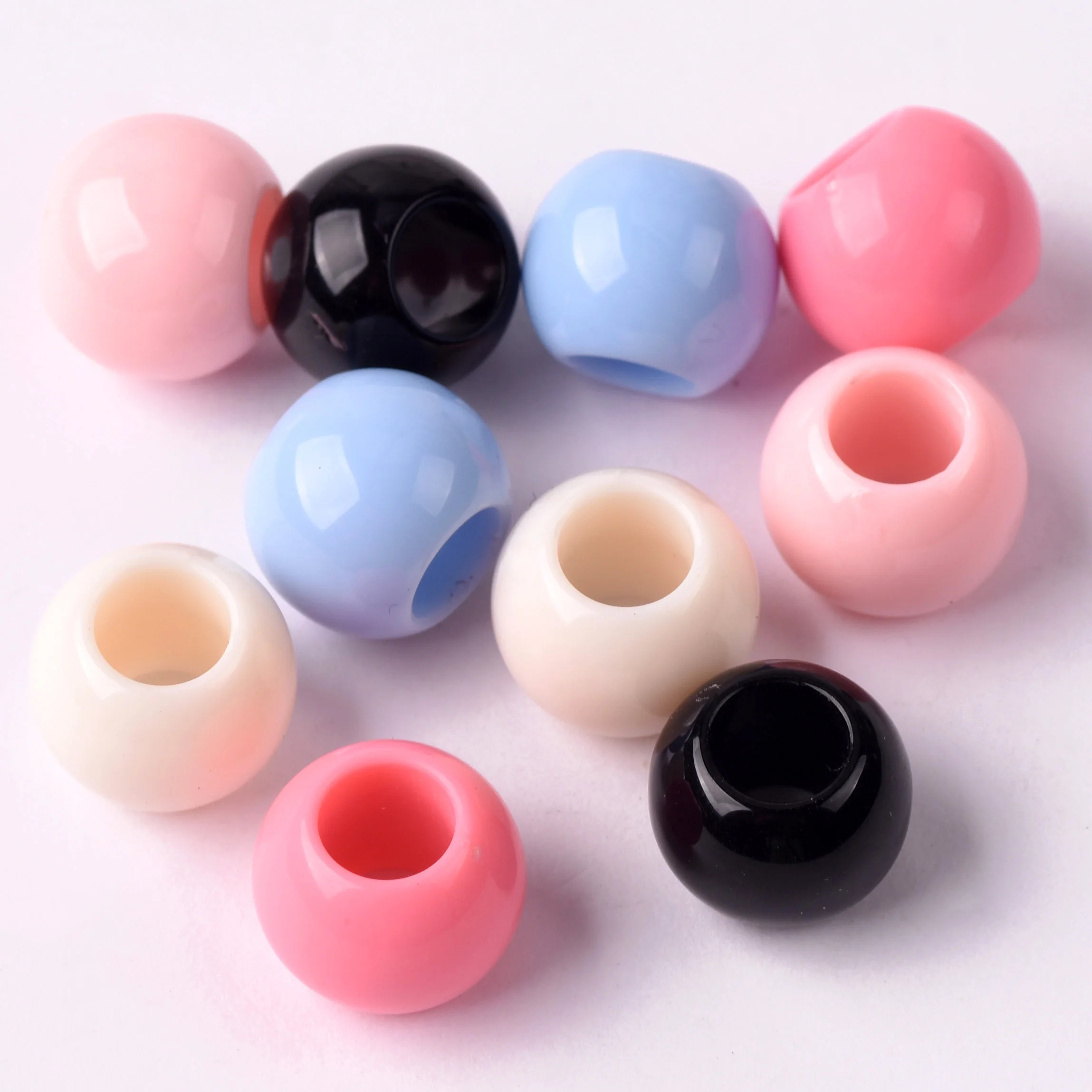 20pcs Round 14mm Opaque Acrylic Loose Big Hole Beads Wholesale lot Crafts Findings for DIY Jewelry Making