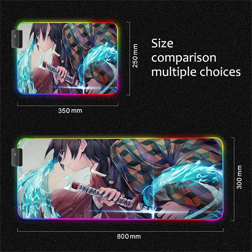 Anime LED Illumination Mouse Pad RGB Computer Mice Mat Large Pad for Desk Laptop Notebook Wireless Charging Mouse Pad XXL