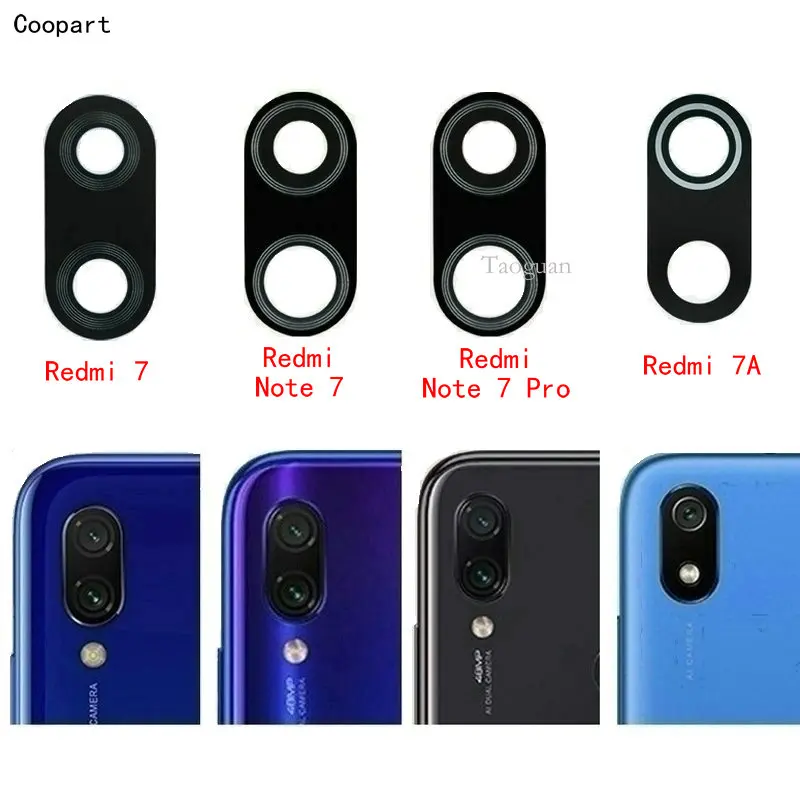 2pcs/lot Coopart New Back Rear Camera lens glass for Xiaomi Redmi 7 7A 8 8A Redmi Note 6 7 Pro with Sticker