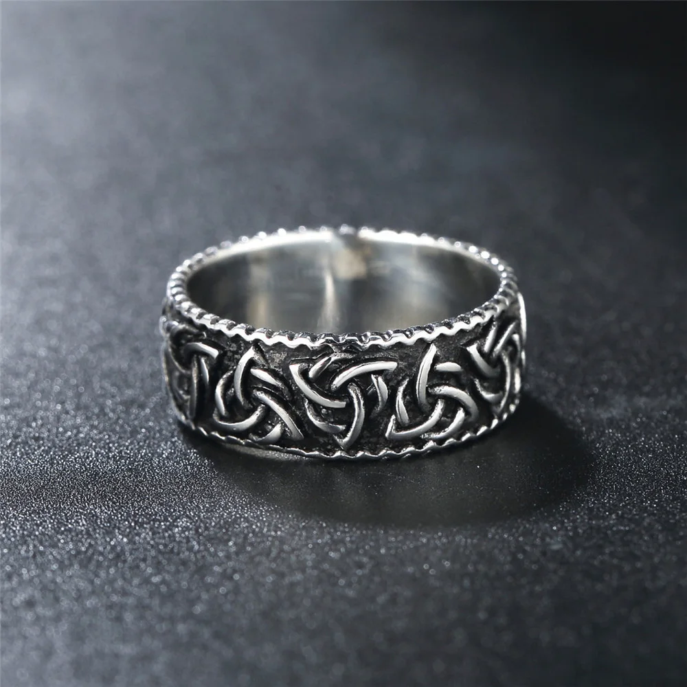 Nordic Stainless Steel Viking Ring Men Amulet Retro Odin Celtics Knot Trinity Rings For Men Fashion Jewelry Gift Wholesale