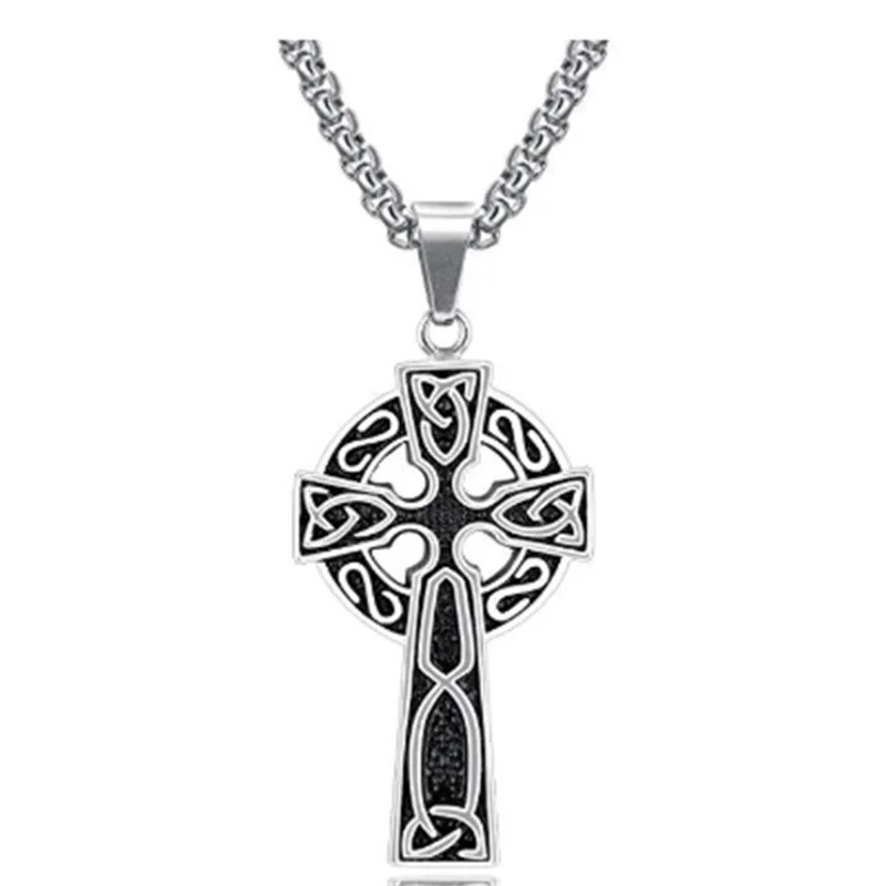 2021 viking celtic cross pendant necklace for men male statement punk vintage necklace fashion  jewelry charm Wholesale