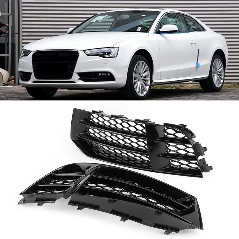 

Front Bumper Fog Light Grilles Honeycombs Mesh Cover For- RS5 B8.5 2013 2014 2015 2016 Fog Lamp Cover