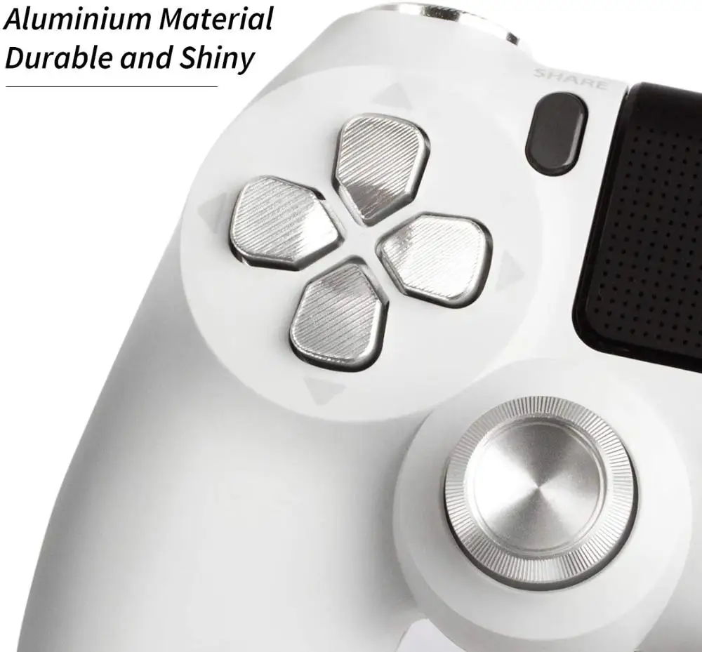 โลหะอลูมิเนียมBulletปุ่มL1 R1 L2 R2ทริกเกอร์ & D-PadและThumbsticks Silver KitสำหรับPS4 slim/PS4 Pro Gen 2