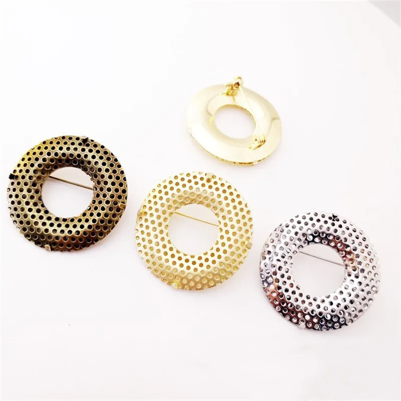 

10pcs 3.85cm high quality Round brooch base with mesh copper brooch pin Blanks holder Back badge DIY Jewelry Finding