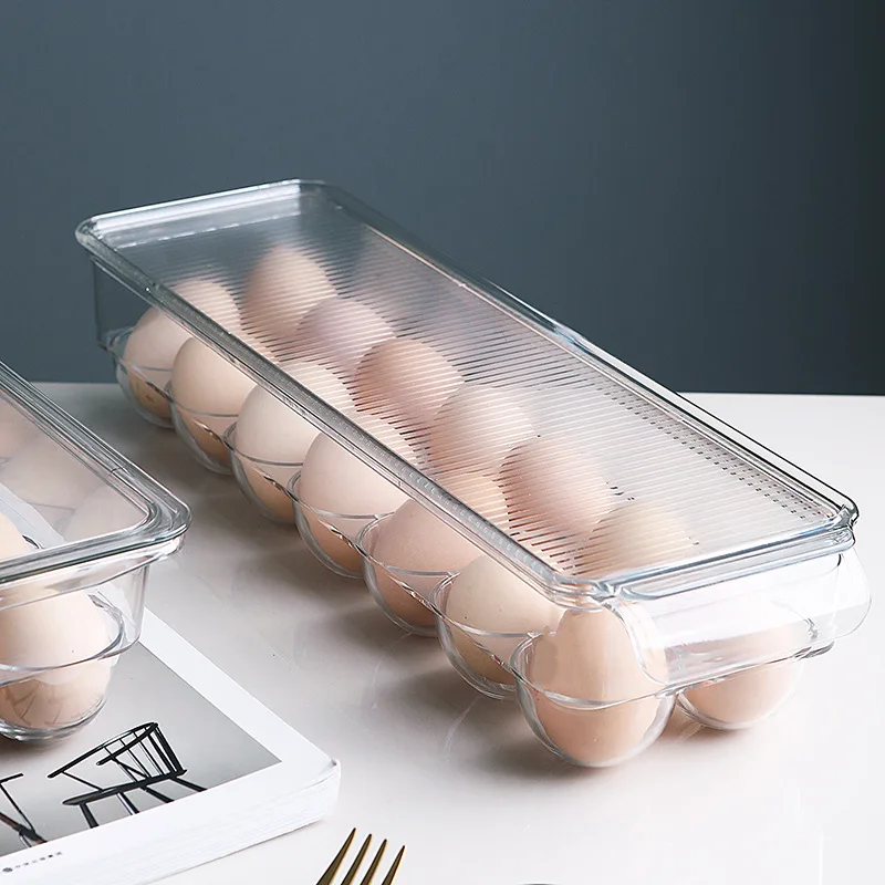 12/14/21 Grids Egg Storage Box Egg Tray Containers Kitchen Refrigerator Eggs Transparent Dispenser Airtight Fresh Preservation