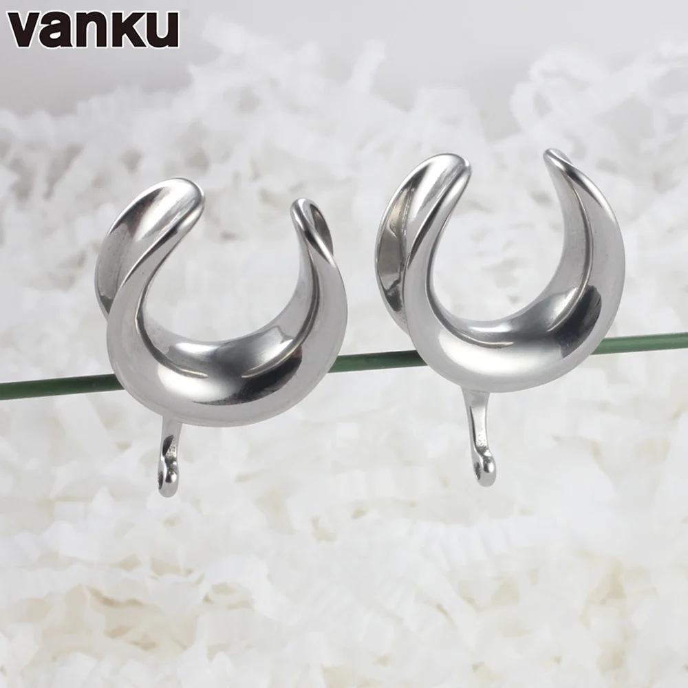 Vanku 2PCS 316L Stainless Steel DIY Ear Weights Ear Saddle Piercing Flesh Tunnels Hooks Body Jewelry Ear Hanger Gift For Unisex