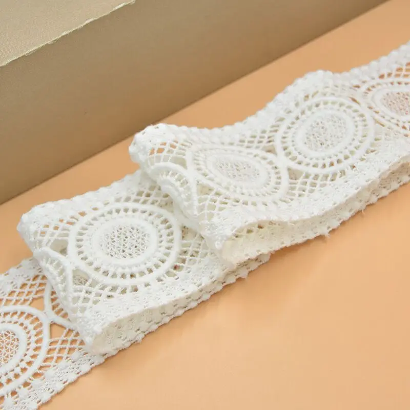 5.3CM Wide White Cotton Hollow Out Embroidered Skirts Fringe Ribbon Lace Collar Cuffs Trim DIY Garment Sewing Accessories