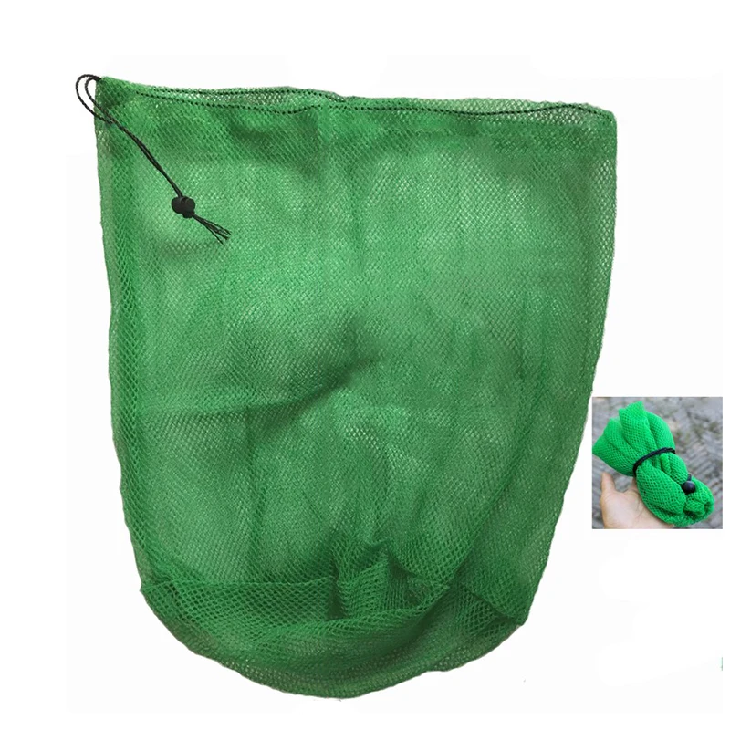 Lawaia Portable Fishing Net with Bag Folding Fish Basket Quick-drying Nylon Green Small Mesh Woven Net Pocket