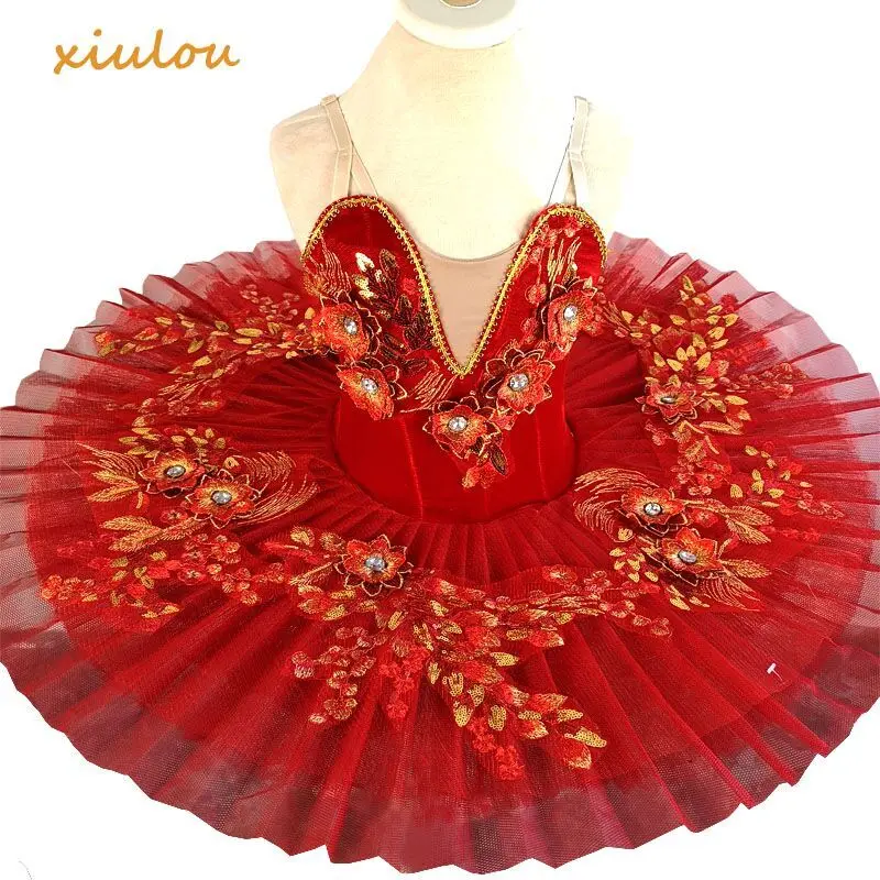 Tutu di balletto professionale ragazze bambini donne adulto rosso blu Chinoiserie Costume da balletto abbigliamento da palcoscenico Costume da Ballerina di danza del lago dei cigni