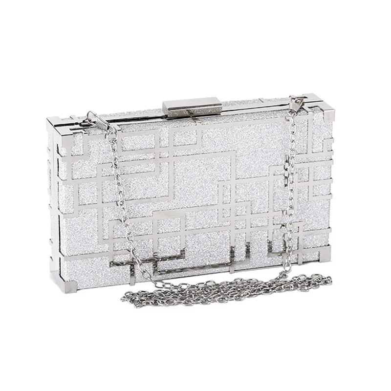Fashion Glitter Evening Bags Geometric Pattern Shoulder Bags Ladies Elegant Party Handbags Vintage Banquet Wedding Clutch Bag