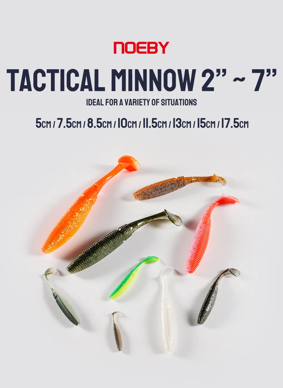 Noeby Weicher Köder 17,5 cm 15 cm 10 cm Silikon Köder Big Shad Paddle Tail Drive Minnow Künstliche Wobbler Salzwasser Angelgerät – Detail 1