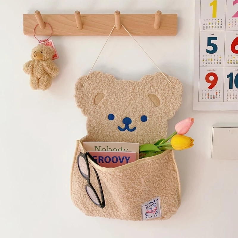 Borsa per pannolini per bambini orso dei cartoni animati giocattoli per bambini in morbido cotone borsa per appendere a parete borsa per pannolini per bambini tasche per pannolini per Organizer