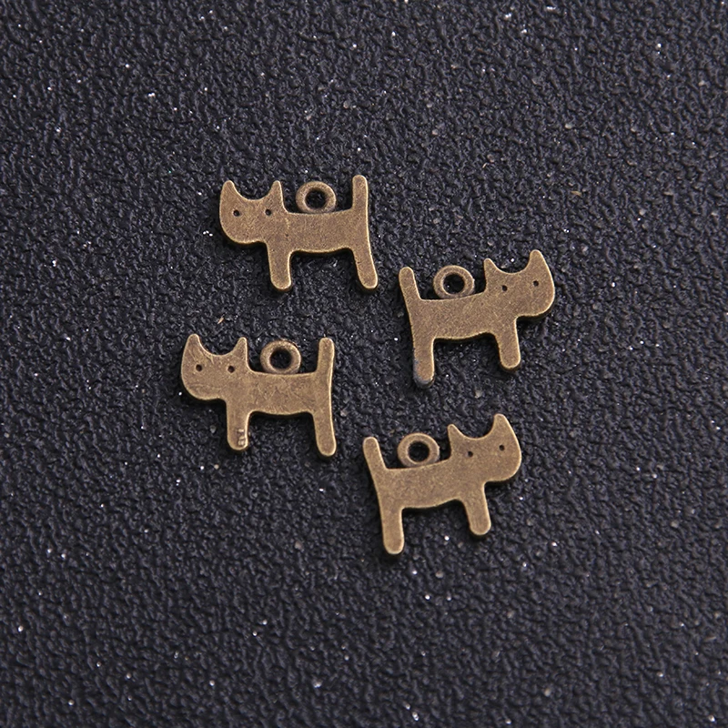 20pcs 12*14mm Antique bronze Cat Pendant Charm Zinc Alloy Lovely mini Cat Charm For Pendant Jewelry Making