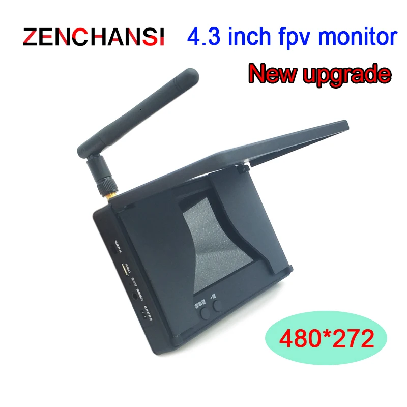 5.8G 48CH 4.3 Inch FPV Monitor 480x272 Build-in Battery with CMOS 1500TVL B19 Mini FPV Camera and 5.8Ghz 2000mW FPV Transmitter