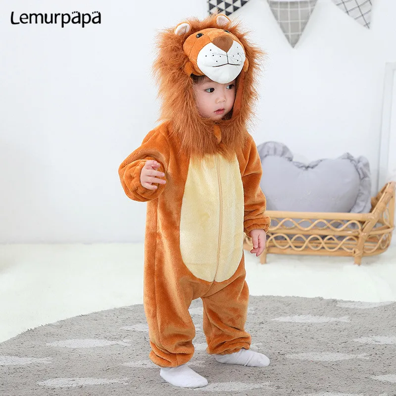 Vestiti del neonato pagliaccetto tutina Cartoon Cute Lion pagliaccetti Halloween Baby Costume Soft Warm Outfit ropa bebe 0-3y bambino