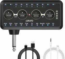 Lekato Electric Guitar Headphone Amplifier System Wireless Multi-Effects Amp Recording Music Bypass Mode Distortion Effect