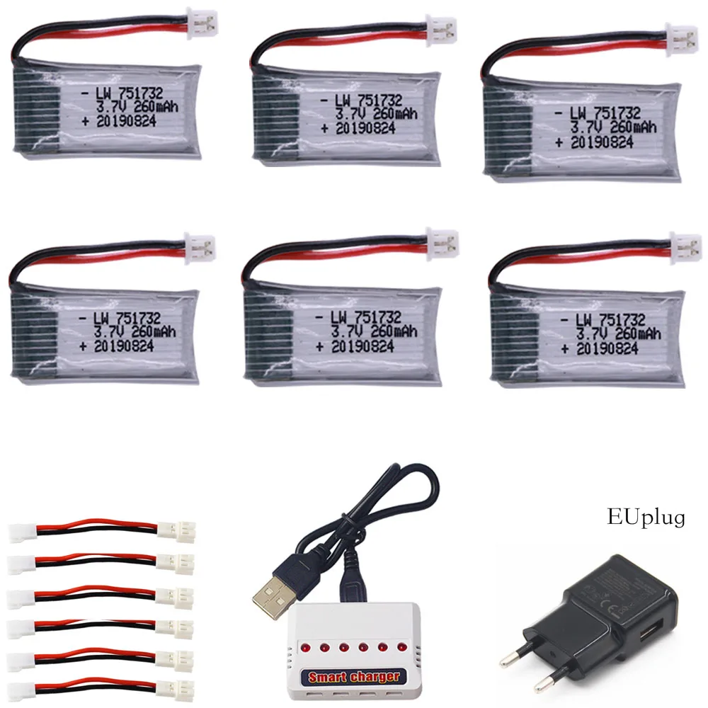 

3.7V 260mAh lipo battery 25c For H20 Syma S8 M67 U839 RC Quadcopter Drone Parts 3.7v Lipo Battery and USB Charger 6-1