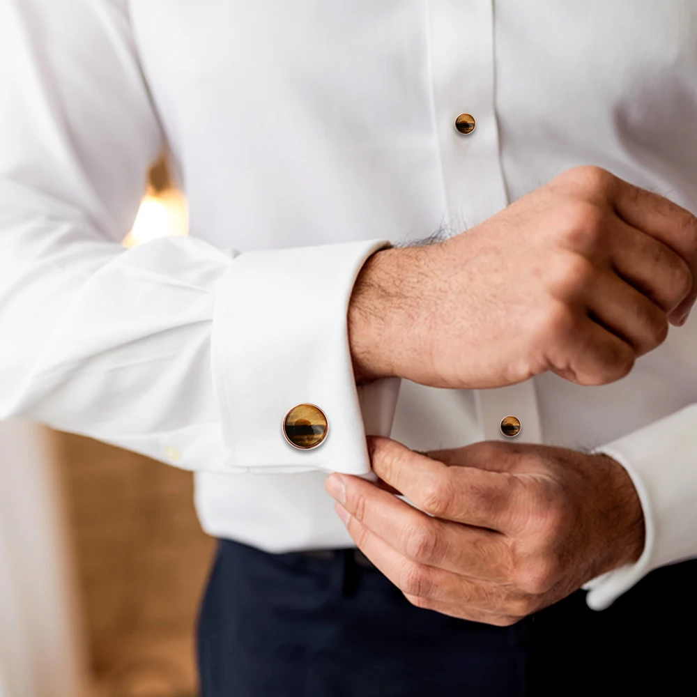 Cufflinks and tuxedo studs Set for Men with Gift Box, Mother-of-Pearl Cufflinks set for French Cuff Shirt, jewelry gifts for men