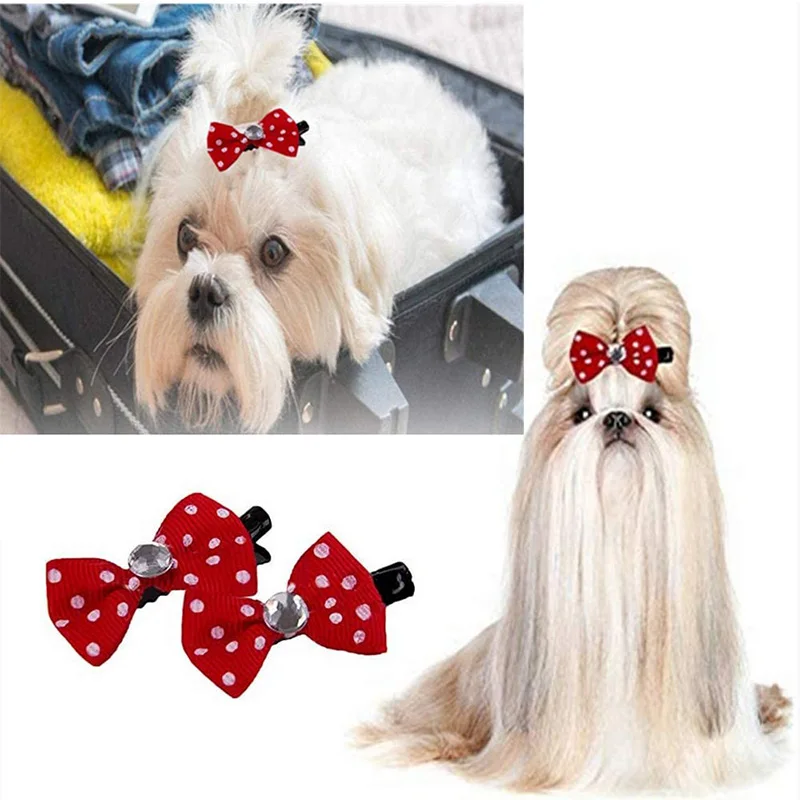 3pcs Dog Hair Bows Hair Clips Mini Bow Pet Dog Cat Hairpin Pet Grooming Hair Accessories (Random Color)