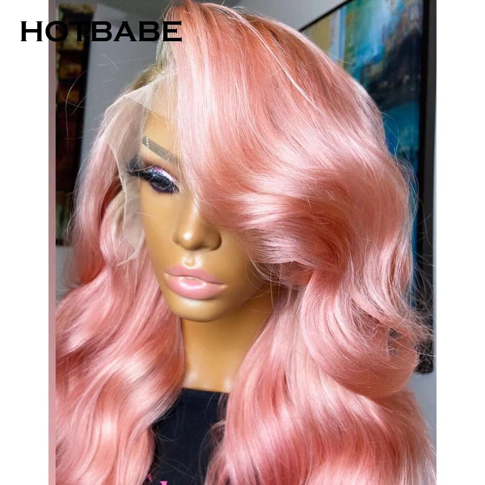 

Pink Color 13x6 Transparent Lace Front Wig Brazilian 30 32 Inch Body Wave HD Lace Frontal Wigs For Women Human Hair Remy Hair