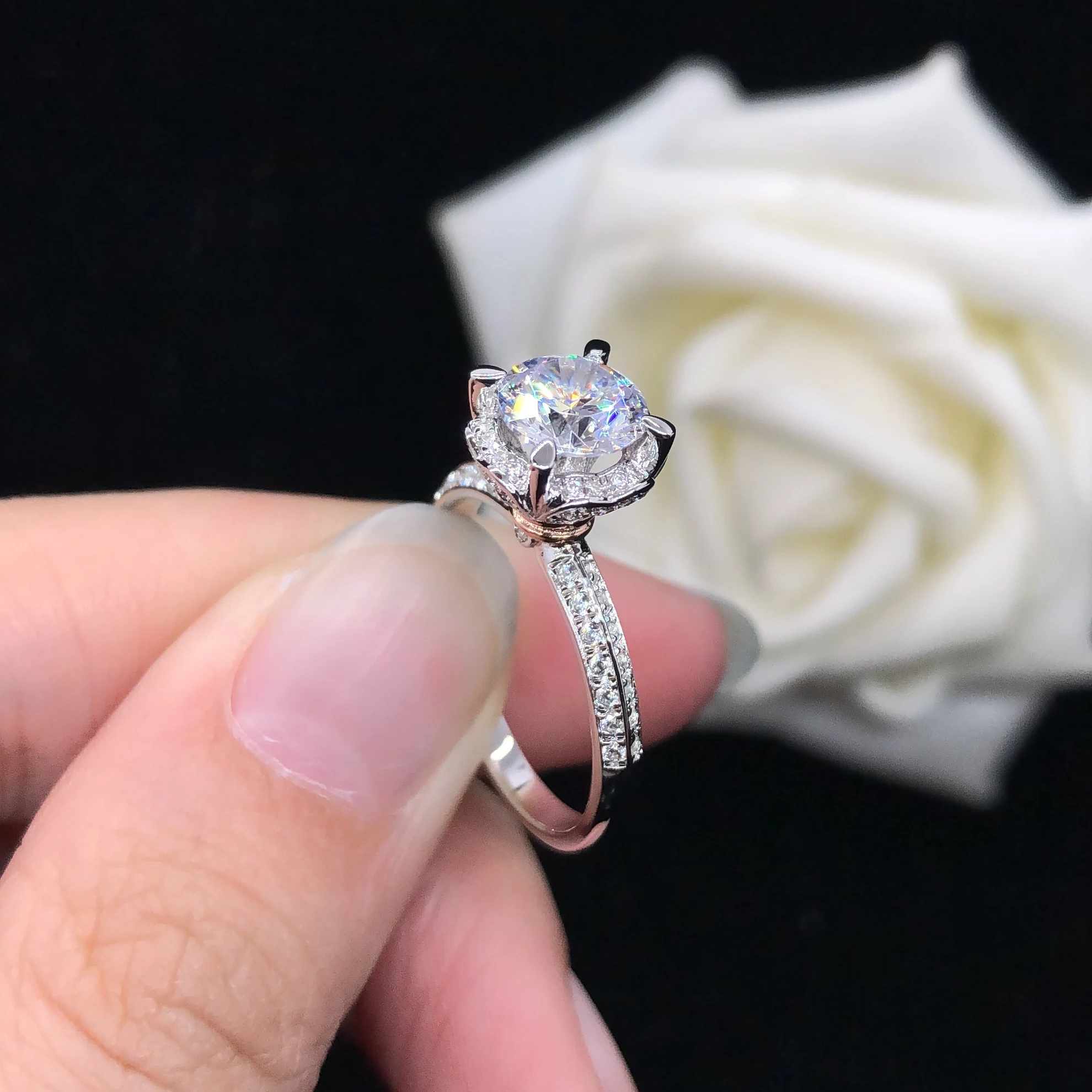 

Luxury Quality 1Ct Round Cut Diamond Ring Engagement Women Jewelry Solid Platinum 950 Ring R091