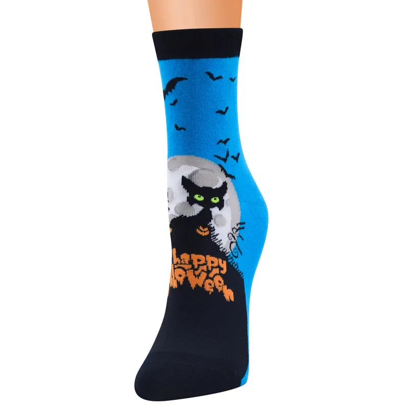 Urgot 6 Pairs Halloween Creative Socks Women Cotton Witch Ghost Pattern Autumn Winter High Quality Cosplay Performance Meias