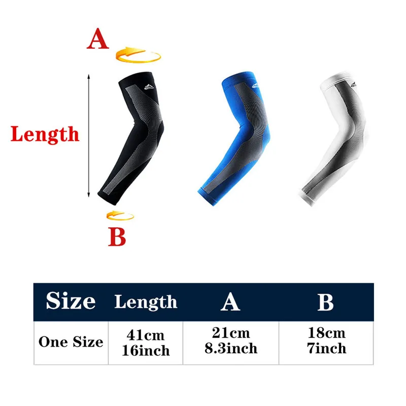 2Pcs Sport Compression Arm Sleeves Summer Ice Silk Anti-UV Arm Guard Breathable Outdoor Cycling Basketball Fitness Arm Warmer