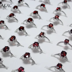 5rings/set 10rings AKAC approx5*7mm natural red garnet white copper adjustable ring for women men send randomly wholesale