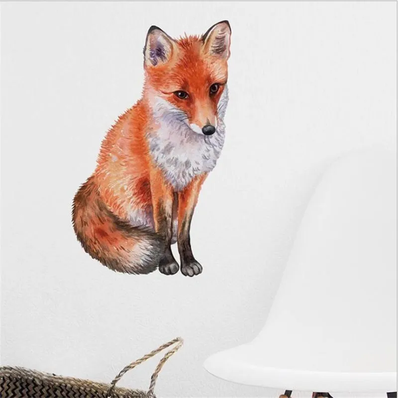 Hand Drawn Fox Wall Sticker Living Room Home Wall Decoration Decor Creative Animals Wallpaper Art Decals Self-Adhesive Stickers