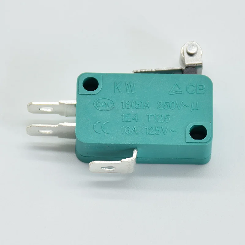 2pcs Micro Limit Switches 16A 250V 125V NO+NC+COM  3 Pins SPDT Micro Switch 28mm 52mm Arc Roller Lever Touch Switch green