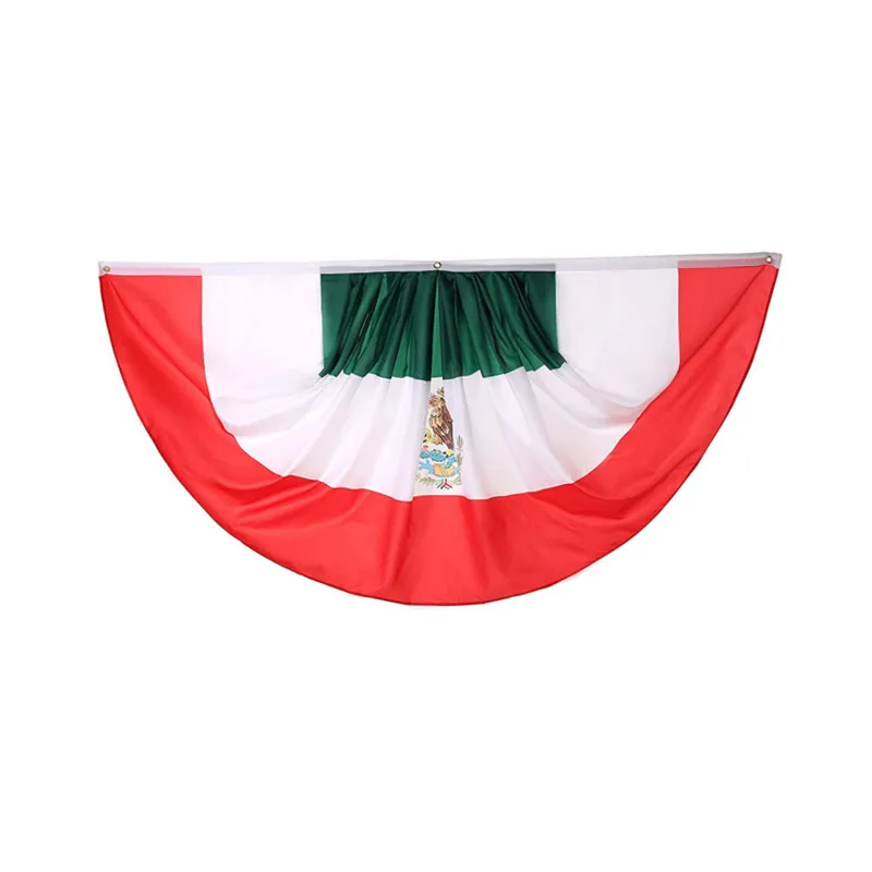 Mexico Mexican Pleated Fan Flag Indoor Outdoor Front Porch Decoration Mexico Half Fan Flag Holiday Celebration