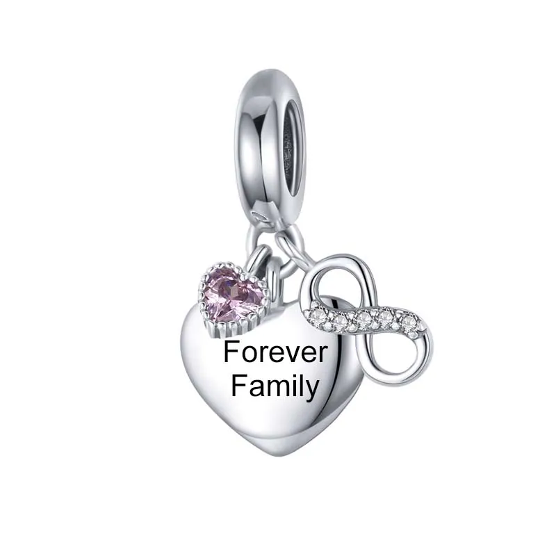 WOSTU Silver 925 Engraved Lettering Dangle Charm Personalized Name Pet  Zircon Heart Beads Fit Original Bracelet Jewelry C1922