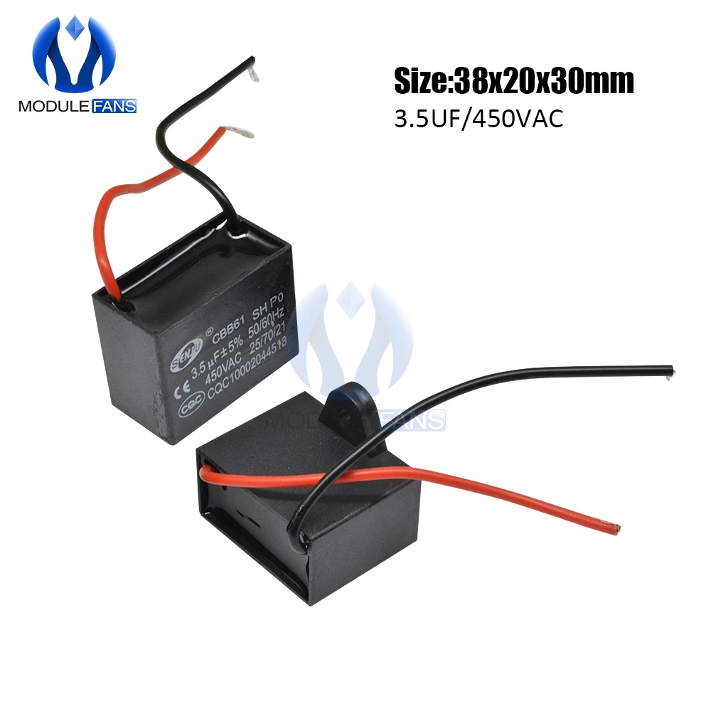 CBB61 AC Motor Speed Run Capacitor Fan Refrigerator Start Capacitor Terminal Ceiling Fan CBB Motor Running Rectangle Capacitor
