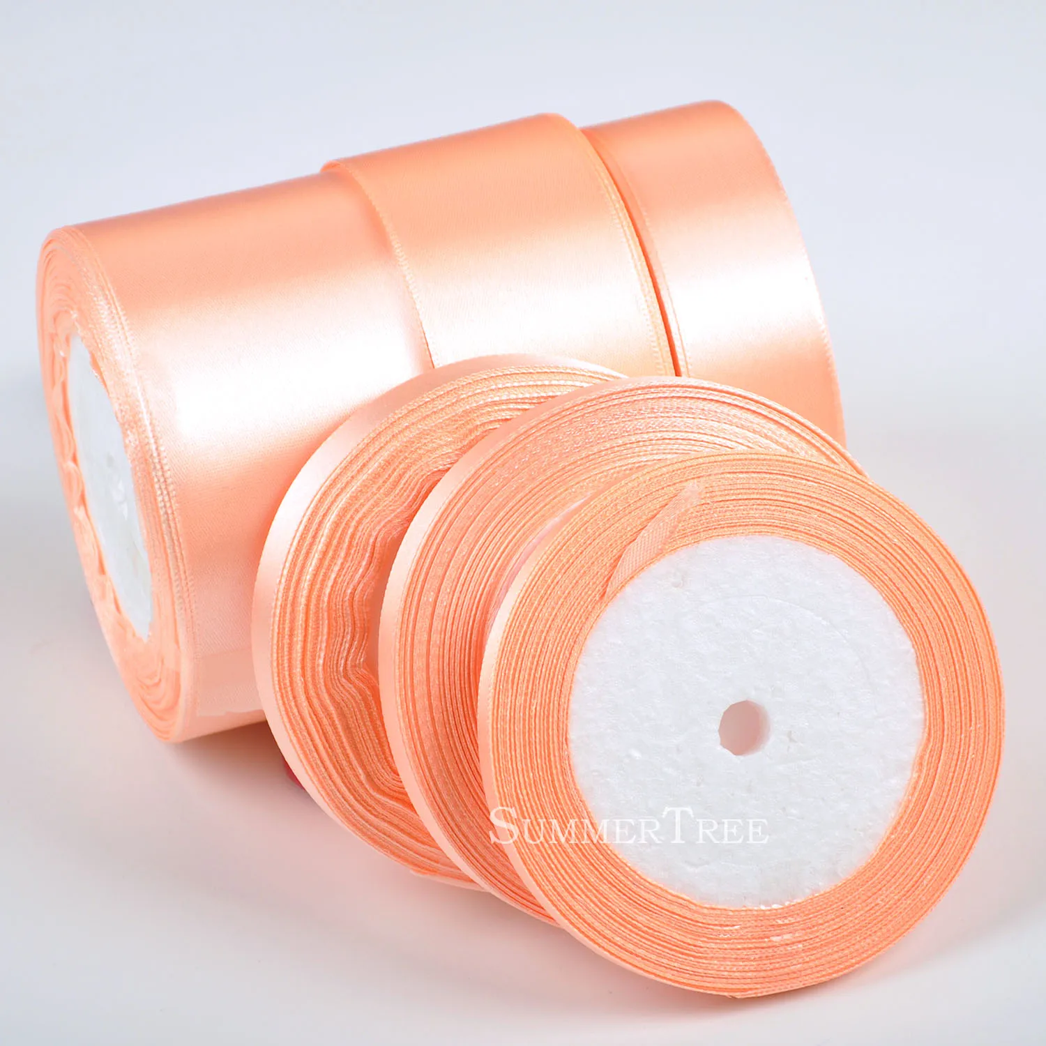 1 Roll Peach 25yards 6mm - 50mm Satin Ribbon Sash Gift Bow Handmade DIY Craft Wedding Party Supply Banquet Decoration