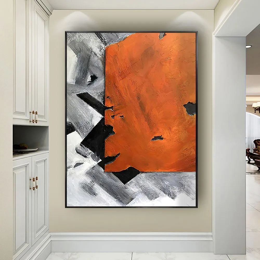 

100% Hand-Painted Abstract Oil Painting Modern Wall Art Picture Pop Orange Texture Canvas Paintings Decor Living Room Mural Gift