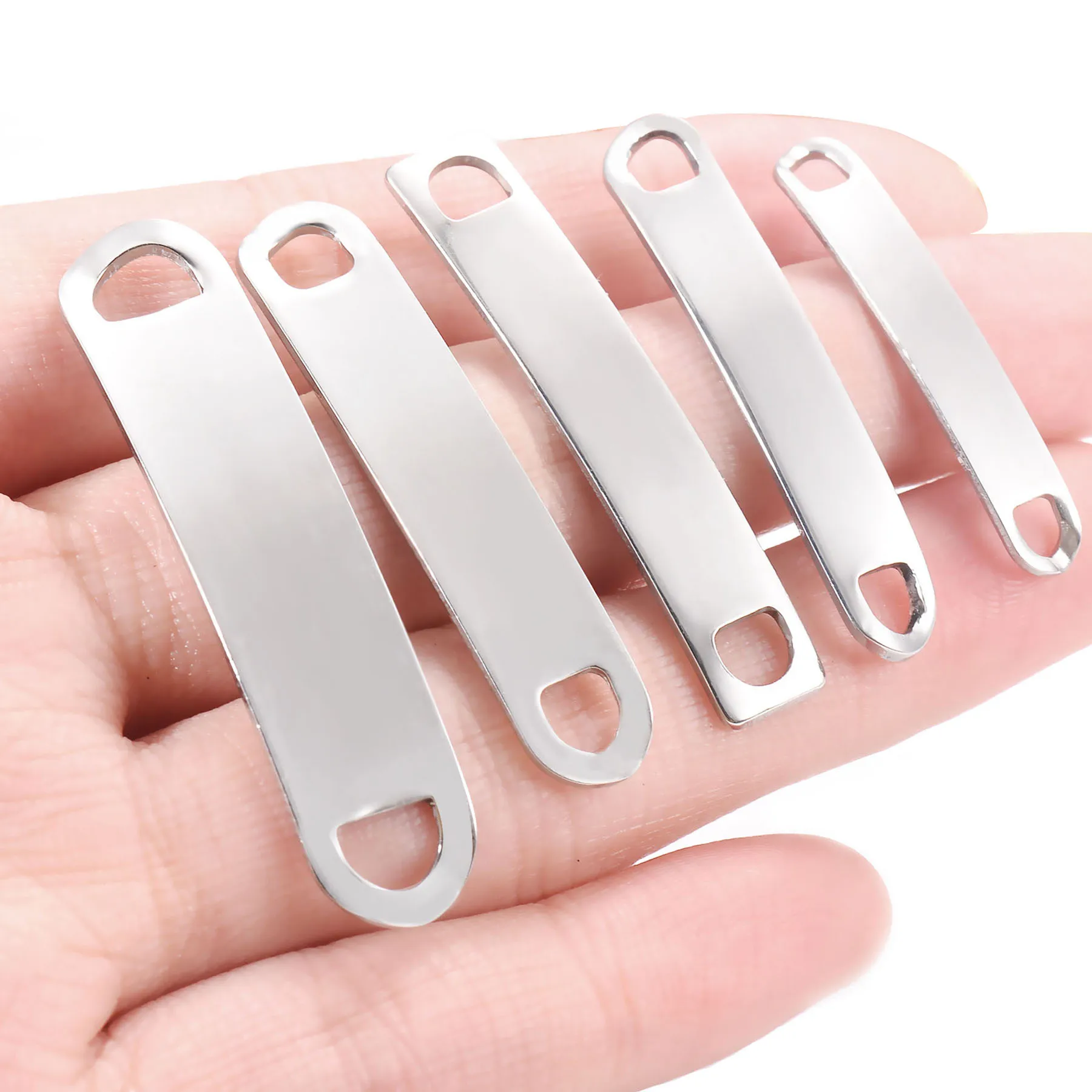 Stainless Steel Connectors For Jewelry Making Blank Bar Hand Stamping Tags Engraved DIY Bracelet Necklace 10pcs/pack