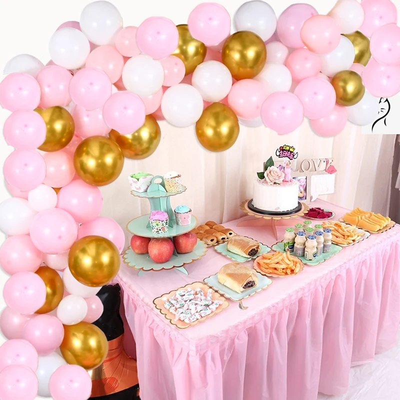 

112 Pcs Pink White Gold Balloons Garland Kit For Bridal & Baby Shower Birthday Wedding Anniversary Graduation Party