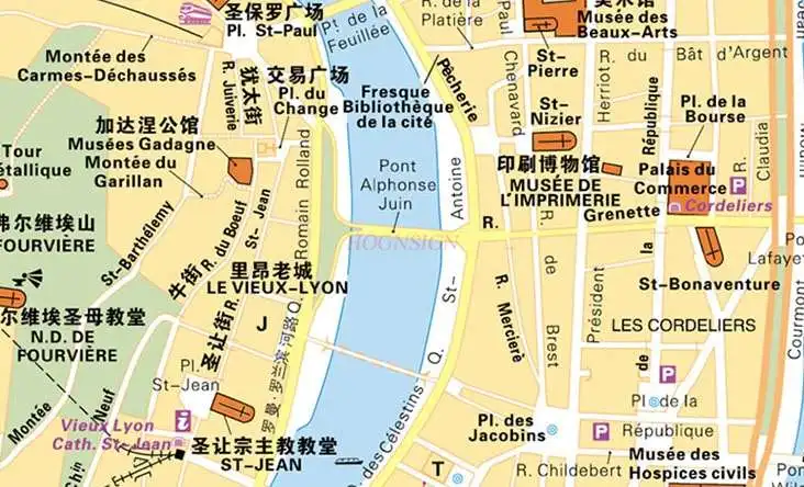 France travel map Paris France map Chinese and English double-sided film waterproof folding resistant shopping spots