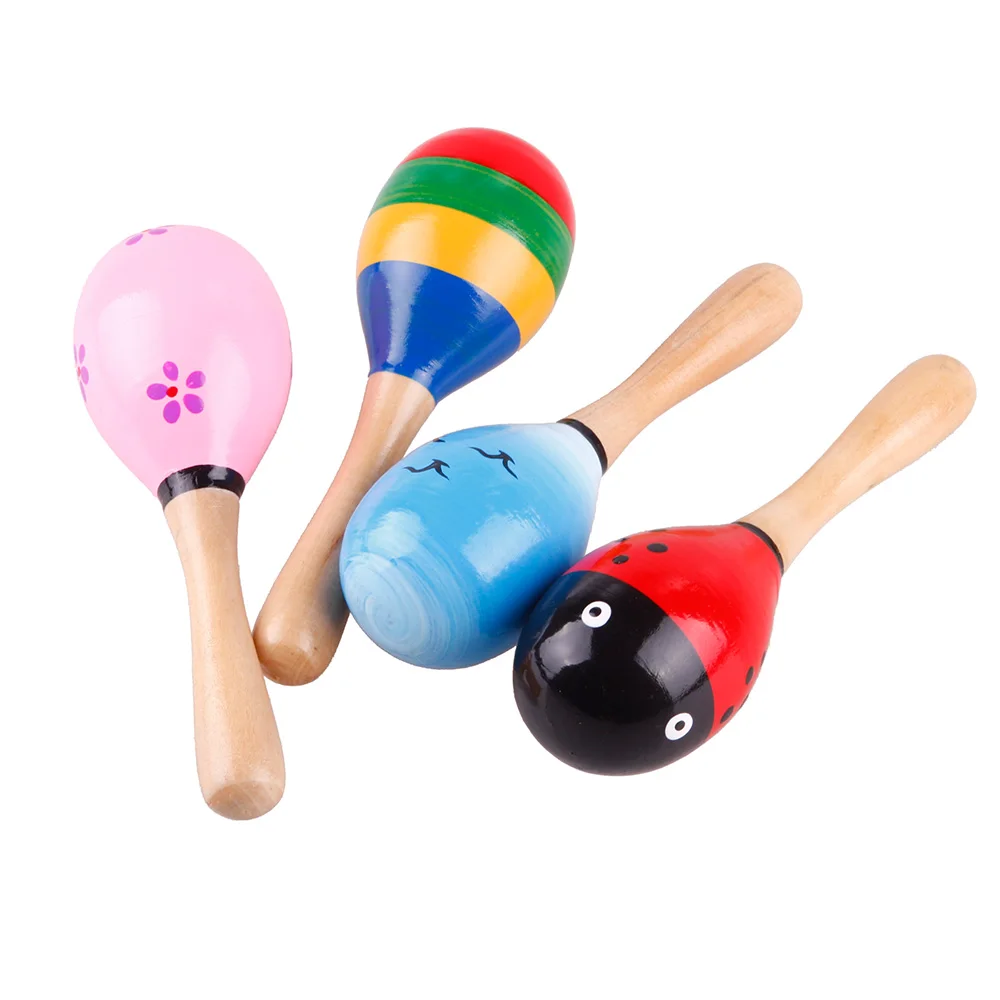 Fashion New Practical Hot Wooden Maraca Wood Rattles Kid Musical Party Favor Child Baby Shaker Toy #27398