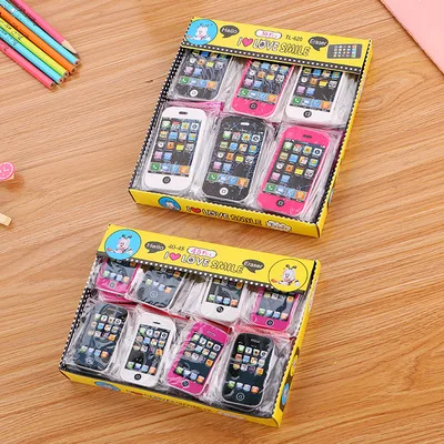 1PCSCartoon mobile phone eraser elementary school prizes cute children giveaway eraser color random