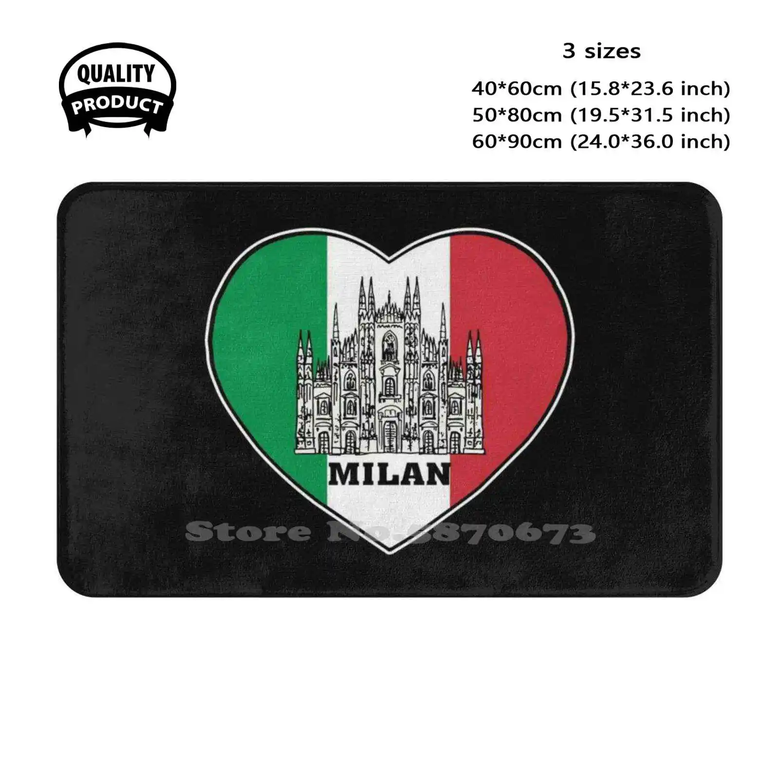 Milan Italy Travel Souvenir Italian Flag Badge Milano Italia Soft Cushion Home Carpet Door Mat Car Rug Milan Italy Milan